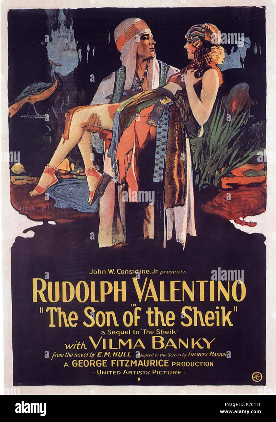 RUDOLPH VALENTINO (1895-1926) Italienisch-amerikanische Filmschauspieler mit Vilma Banky im Jahre 1926 Stummfilm, der Sohn des Scheichs Stockfoto