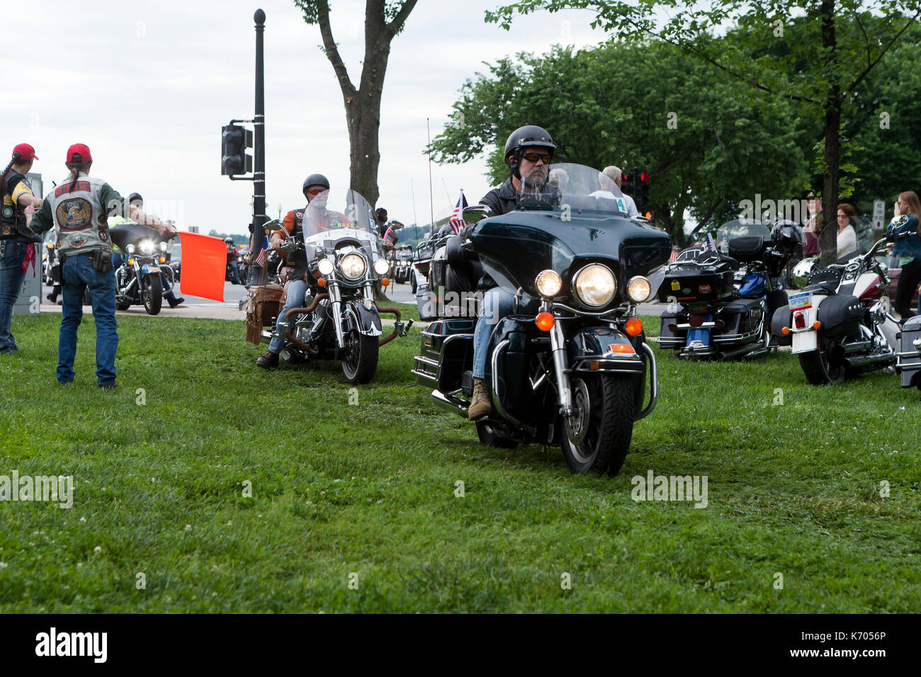 Mai 27, 2017, Washington, DC: Tausende von US Veteranen auf Motorrädern in Washington in Vorbereitung des 30. Jahrestags der Rolling Thunder sammeln Stockfoto