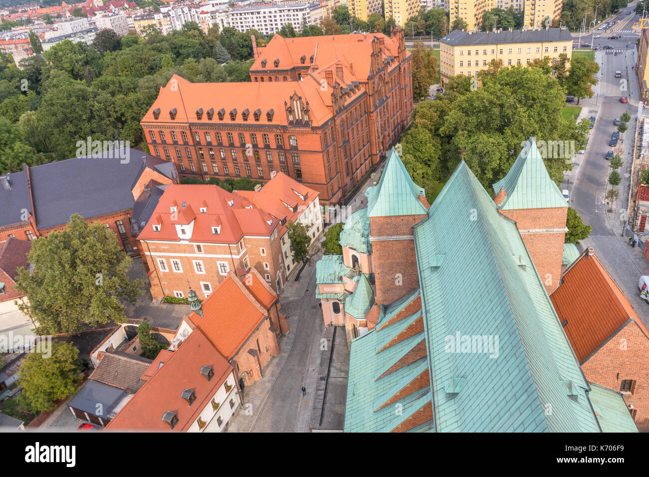 Luftaufnahme auf die Kathedrale St. Johannes der Täufer in Breslau 2017, Polen Stockfoto