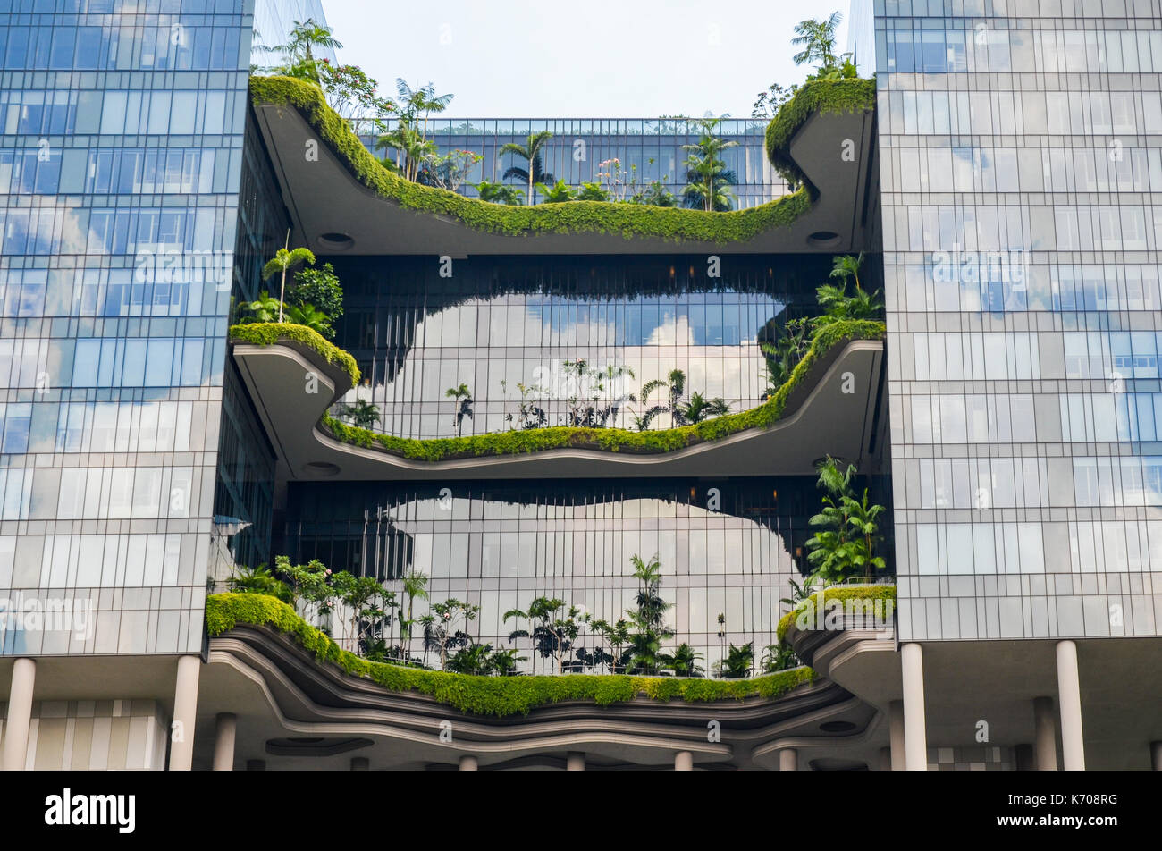 Moderne Architektur und Vertikale Gärten von Singapur Stockfoto