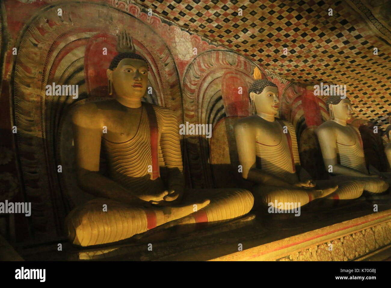 Goldener Tempel von Dambulla, Sri Lanka, heilige Wallfahrtsort Stockfoto