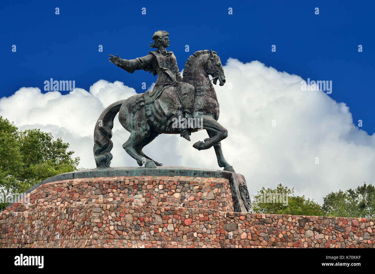 Reiterstandbild von Zarin Elisabeth petrowna. baltijsk bis 1946 Pillau, Russland Stockfoto