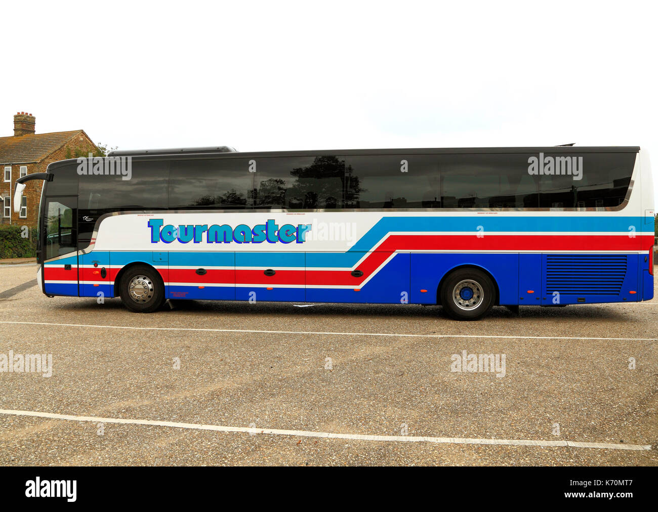 Tourmaster, Coach, Trainer, Tagesausflüge, Reise, Ausflug, Ausflüge, Urlaub, Ferien, Reisen unternehmen, Unternehmen, Verkehr, Bus, England, Großbritannien Stockfoto