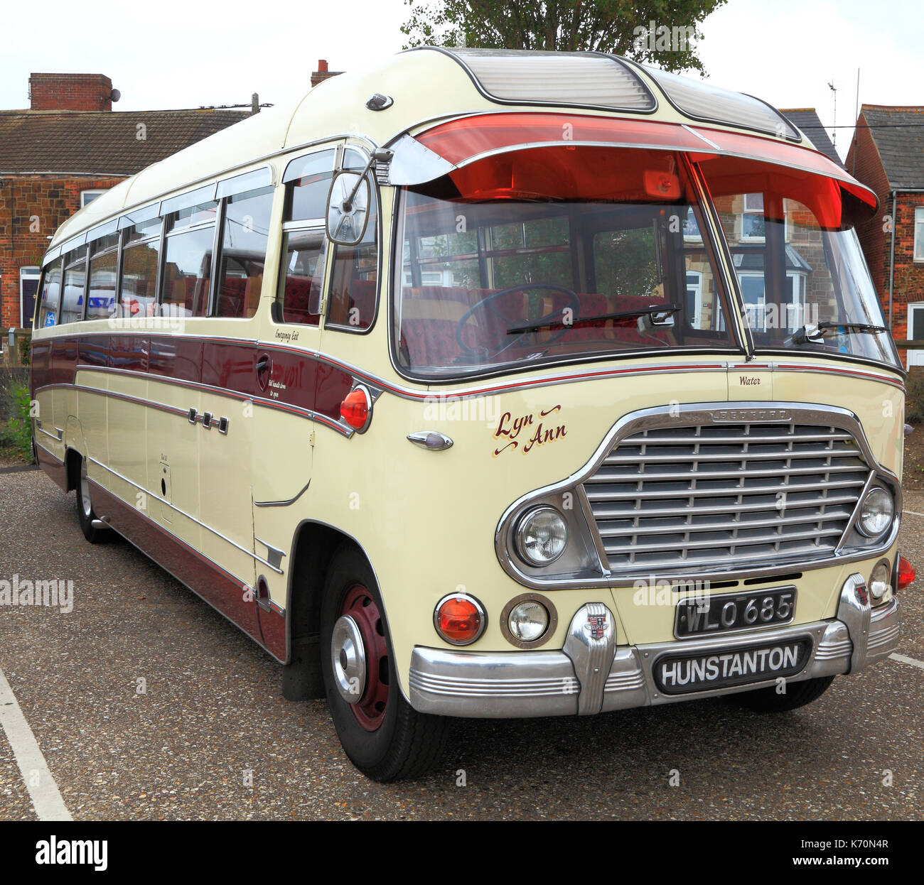 Jahrgang Trainer, gebaut 1959, Trainer, spratt's Trainer, Bus, Busse, von Bedford, Wreningham, Norfolk, England, UK Stockfoto