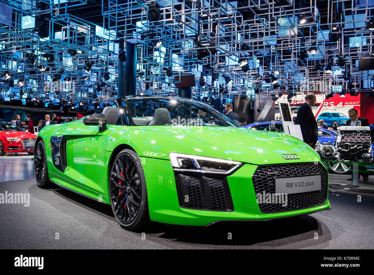 Frankfurt, Deutschland. September 2017. Internationale Automobil-Ausstellung 2017, Pressetag: Audi R8 V10 plus. Quelle: Christian Lademann Stockfoto