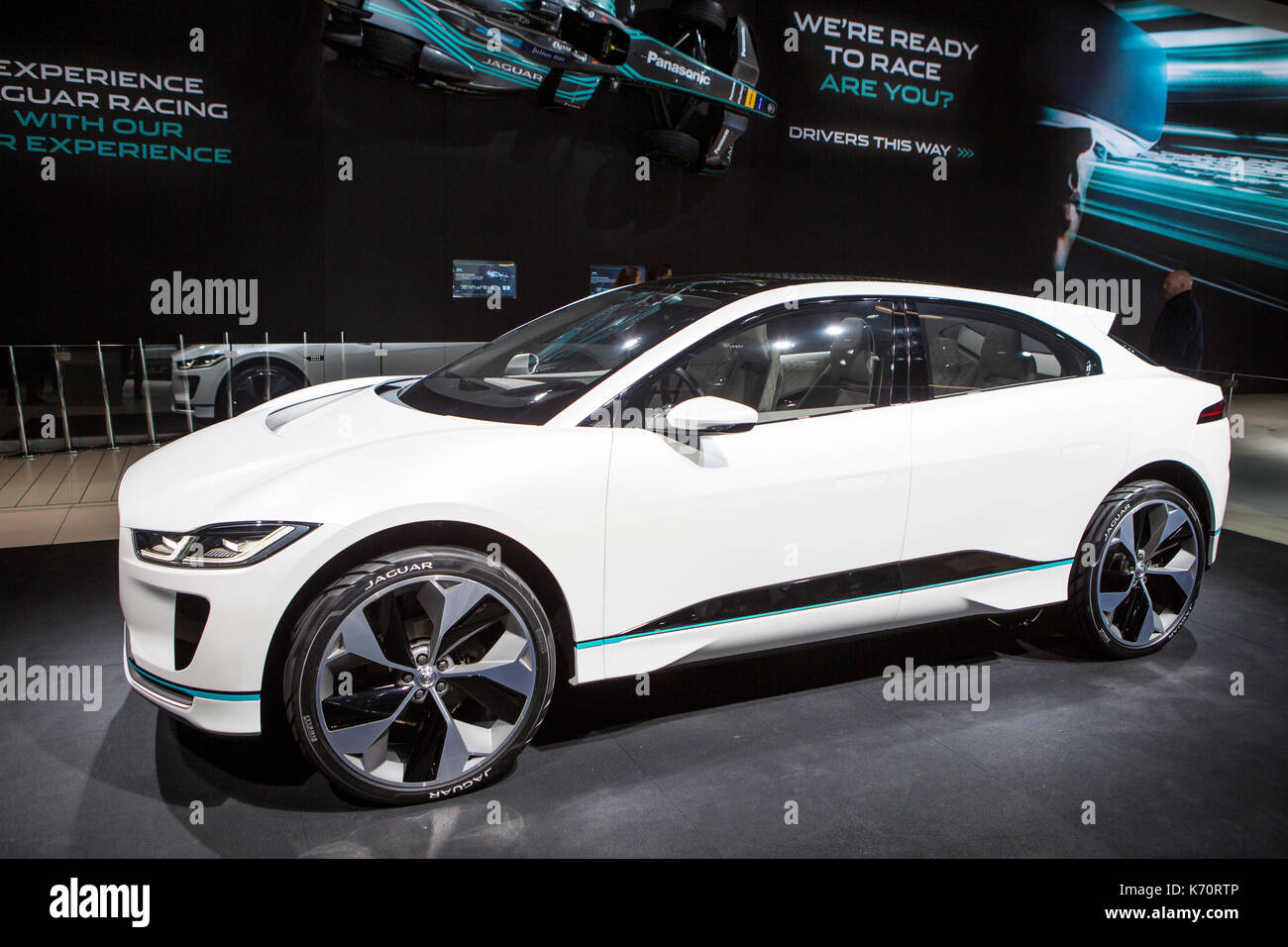 Frankfurt, Deutschland. September 2017. Internationale Automobil-Ausstellung 2017, Pressetag: Jaguar i-Pace Concept, erstes Elektroauto von Jaguar. Quelle: Christian Lademann Stockfoto