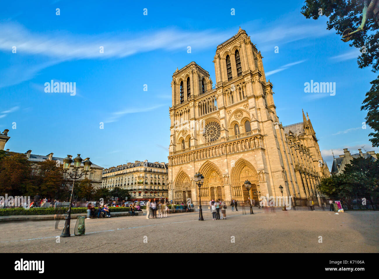 Notre Dame in Paris zur Goldenen Stunde Stockfoto