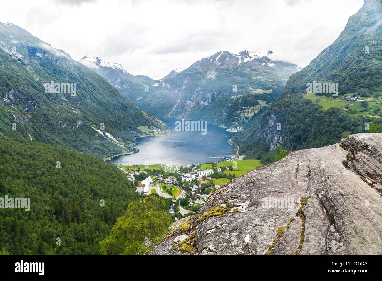 Blick über Geiranger, Norwegen Stockfoto