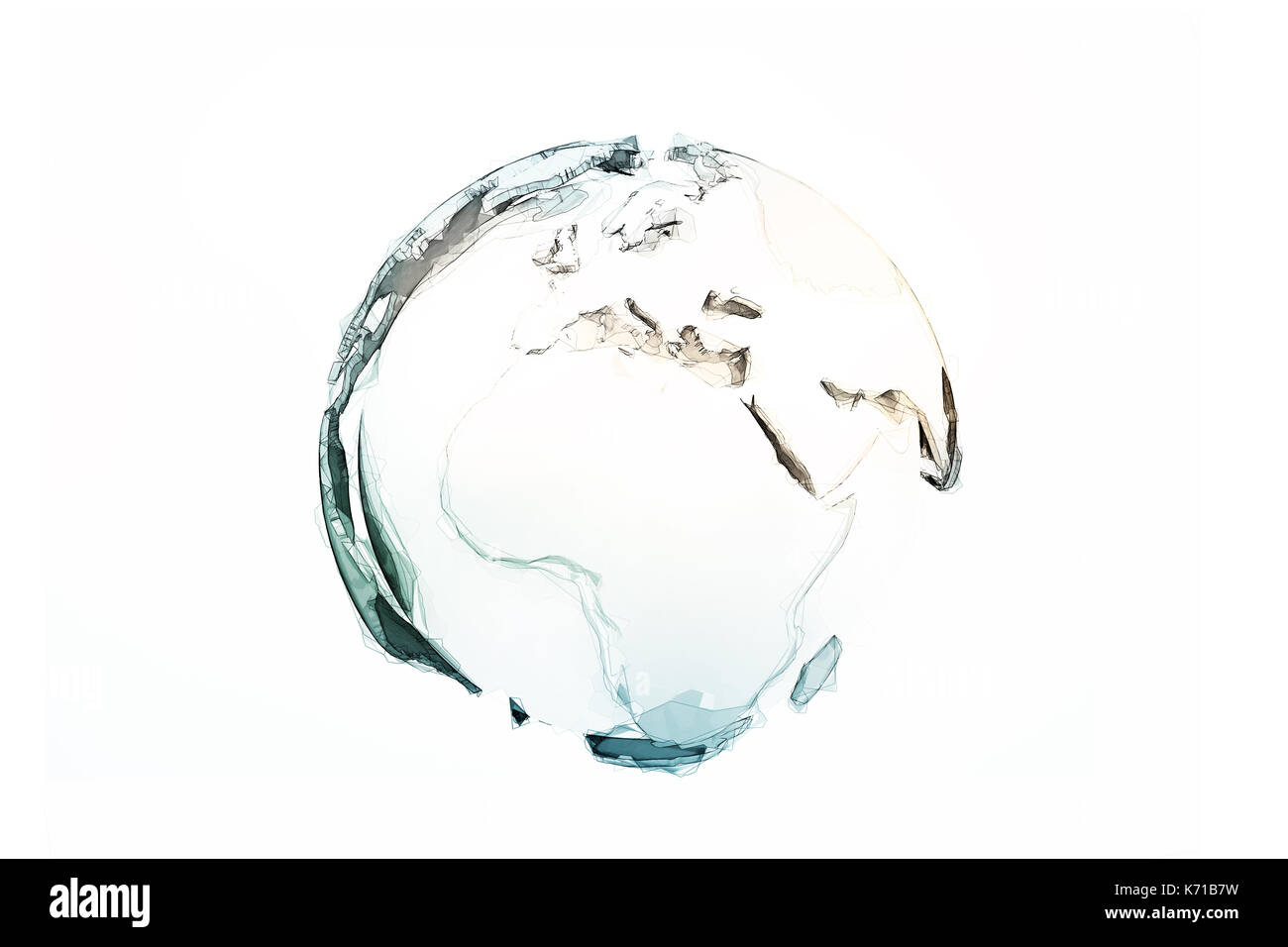 Kreative polygon Weltkugel auf weißem Hintergrund Stockfoto