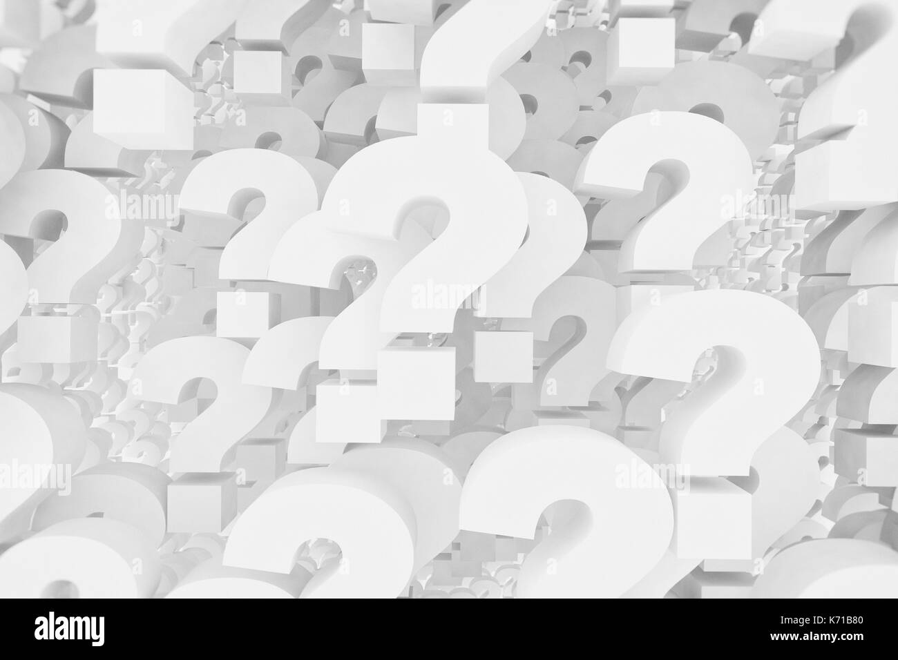 Weiße Fragezeichen 3D-Symbole Hintergrund Stockfotografie - Alamy