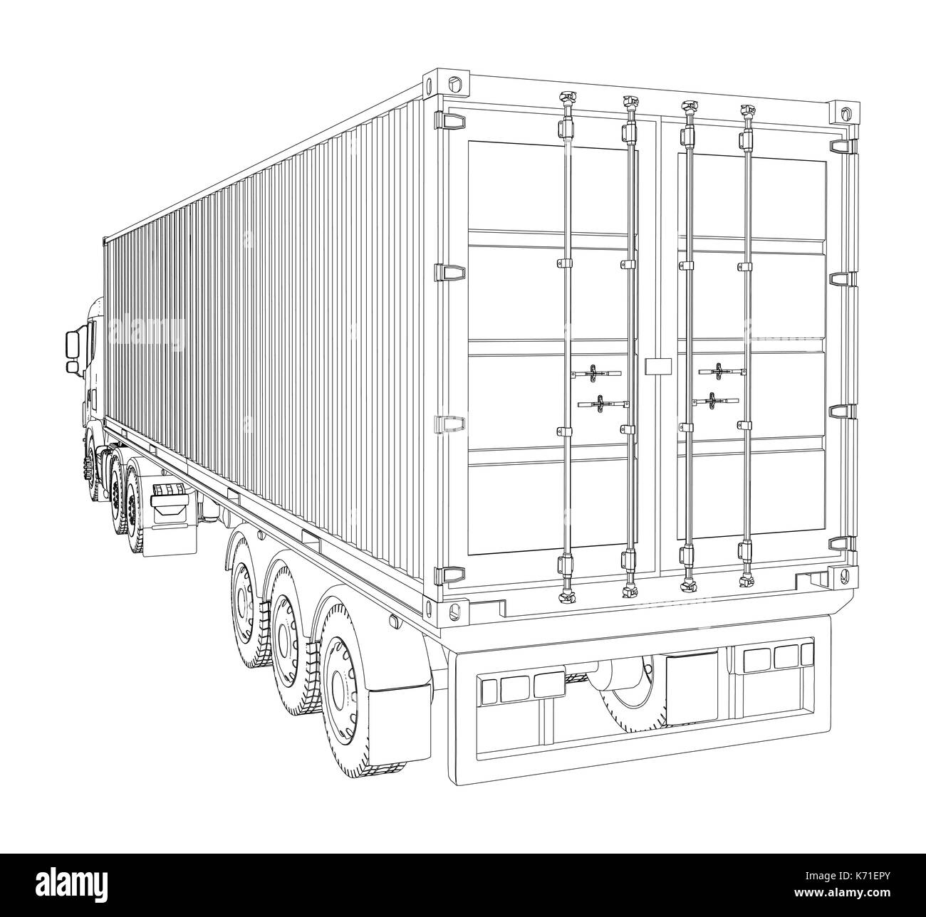 Nach Container Lkw Logistik Stock Vektor