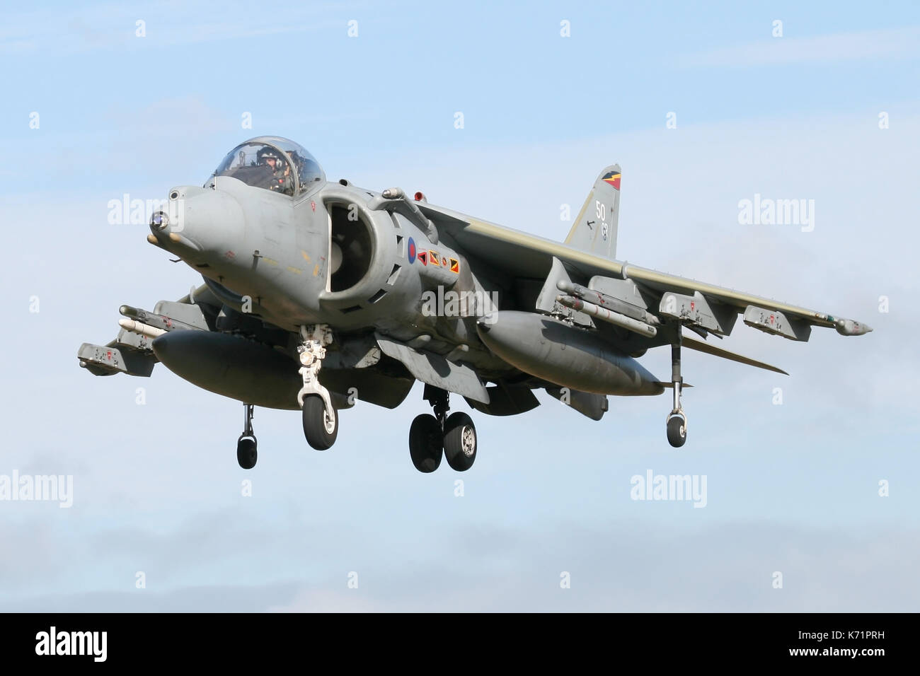 RAF Harrier von 4 Squadron Ansatz in die RAF Cottesmore im Jahr 2008, wenige Jahre vor dem Harrrier vom Service behauen und in die USA für Ersatzteile verkauft. Stockfoto