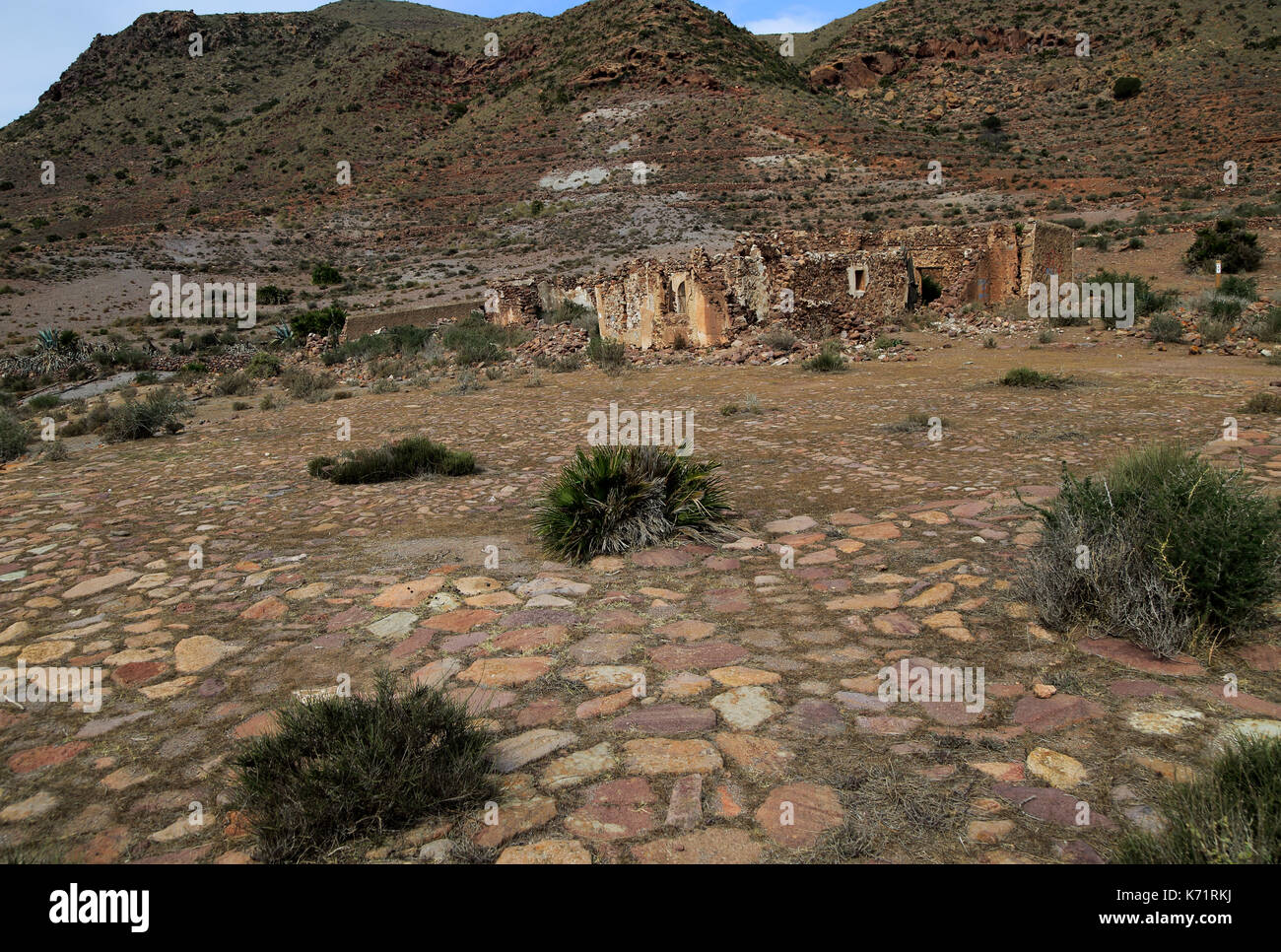 Verlassenen Bauernhaus in der Nähe Presillas Bajas, Nationalpark Cabo de Gata, Almeria, Spanien Stockfoto