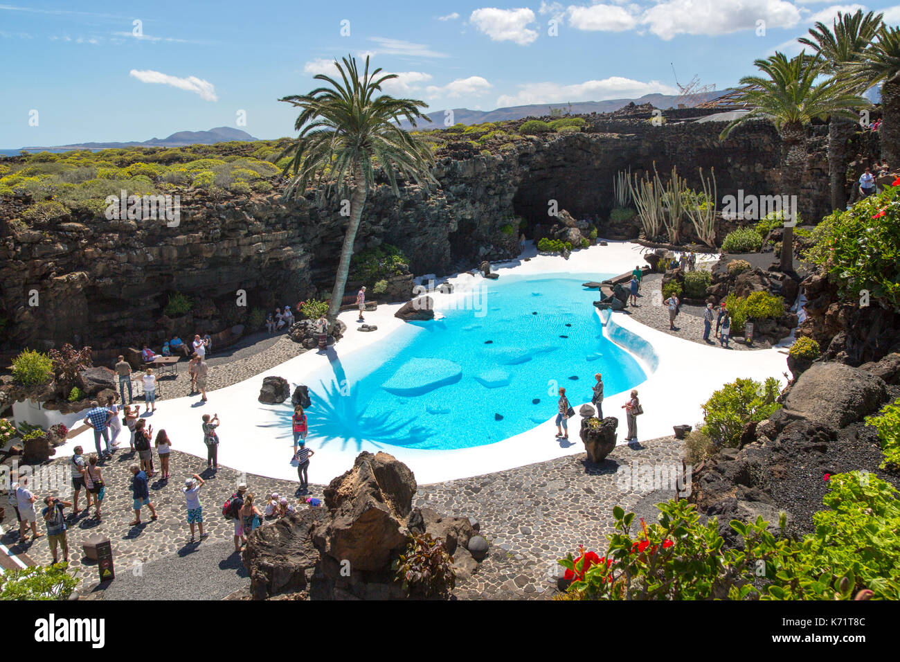 Tropische Gärten Jameo Grande pool Jameos de Aqua, von Cesar Manrique