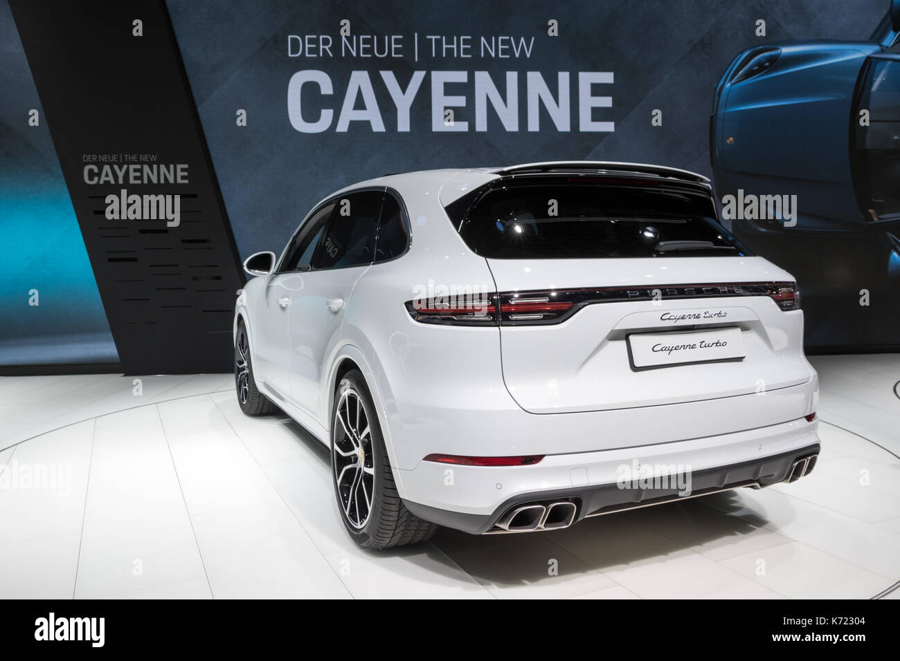 Frankfurt am Main, Deutschland. 13 Sep, 2017. Neue Porsche Cayenne Auto auf der Frankfurter Automobilausstellung IAA 2017. Credit: JLBvdWOLF/Alamy leben Nachrichten Stockfoto