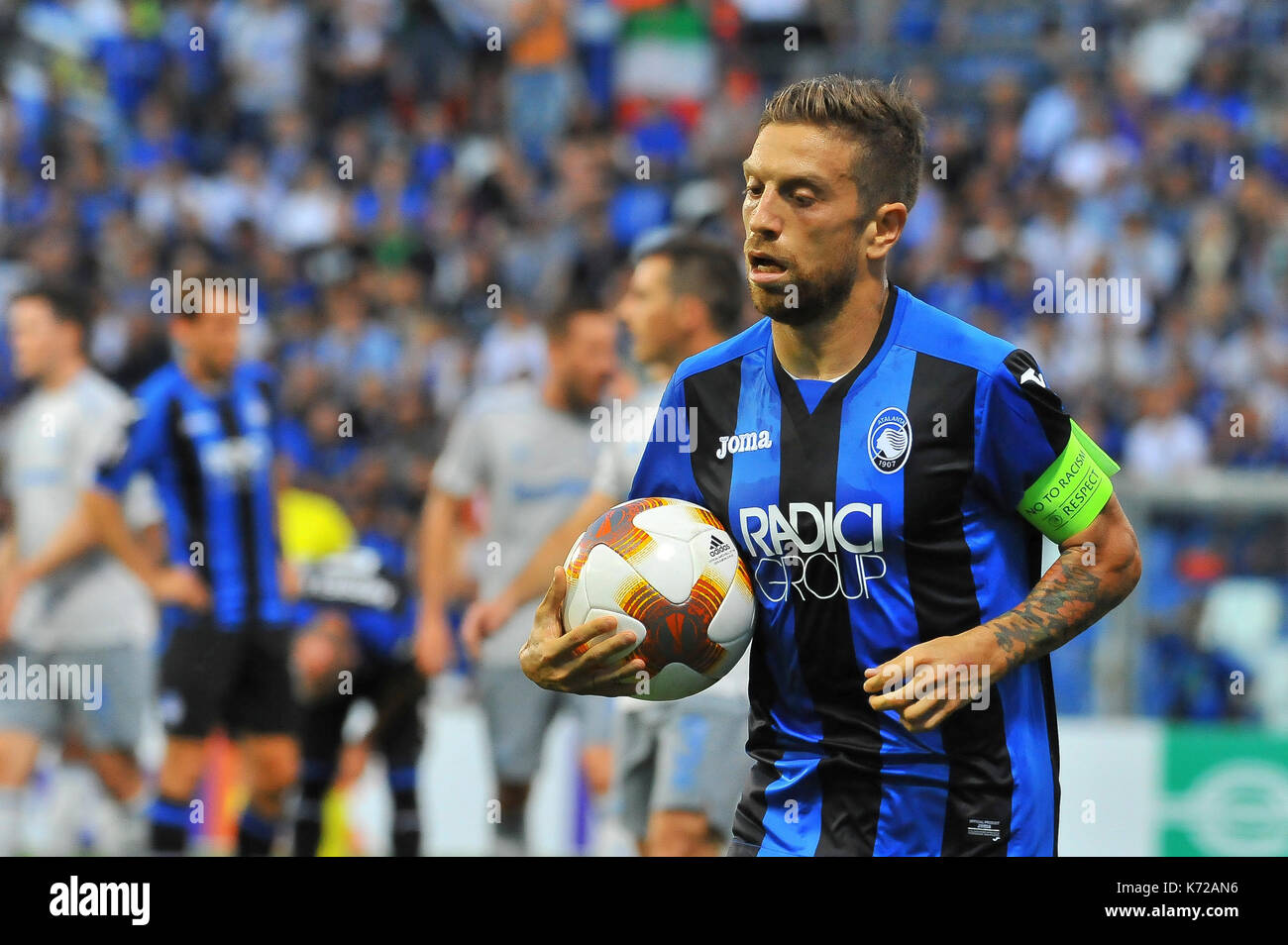 Reggio Emilia, Italien. 14. September 2017. Alejandro Gomez (Atalanta BC) während dem Spiel UEFA Europa League zwischen Atalanta und Everton bei Mapei Stadion. Das endgültige Ergebnis 3-0. Quelle: Fabio Udine/Alamy leben Nachrichten Stockfoto