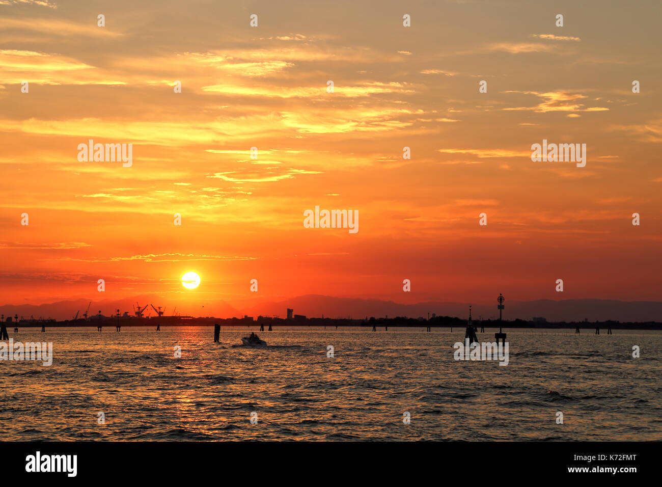 Sonnenuntergang in der Lagune von Venedig, Laguna di Venezia Stockfoto
