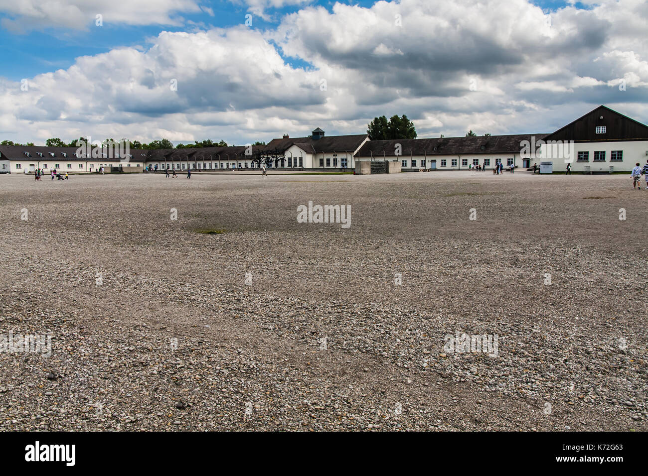 (Appelplatz Appellplatz des Konzentrationslagers Dachau Stockfoto