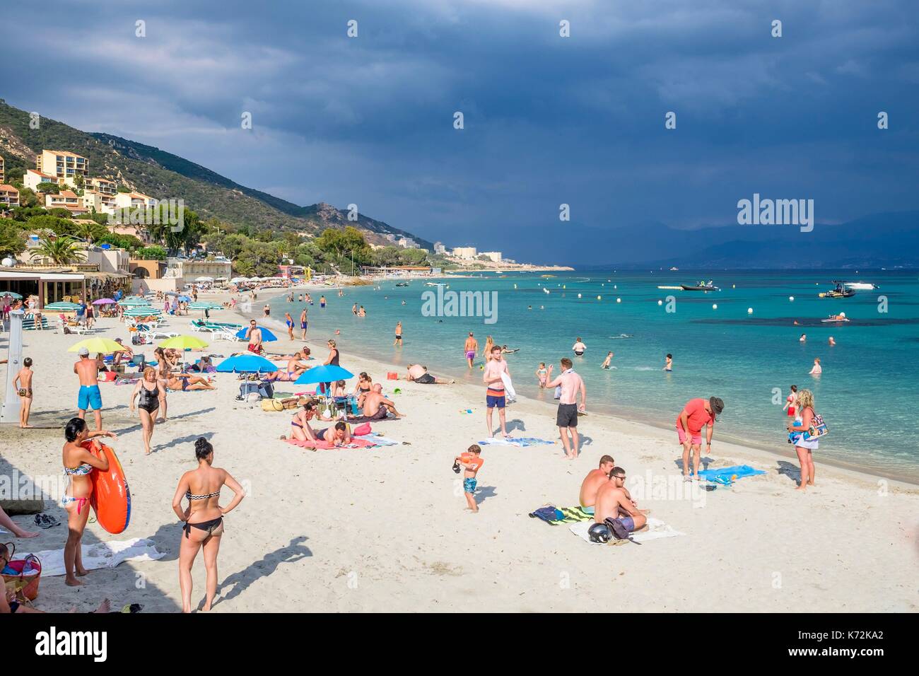 Frankreich, Corse-du Sud (2A), Golf von Ajaccio, Marinella Strand Stockfoto