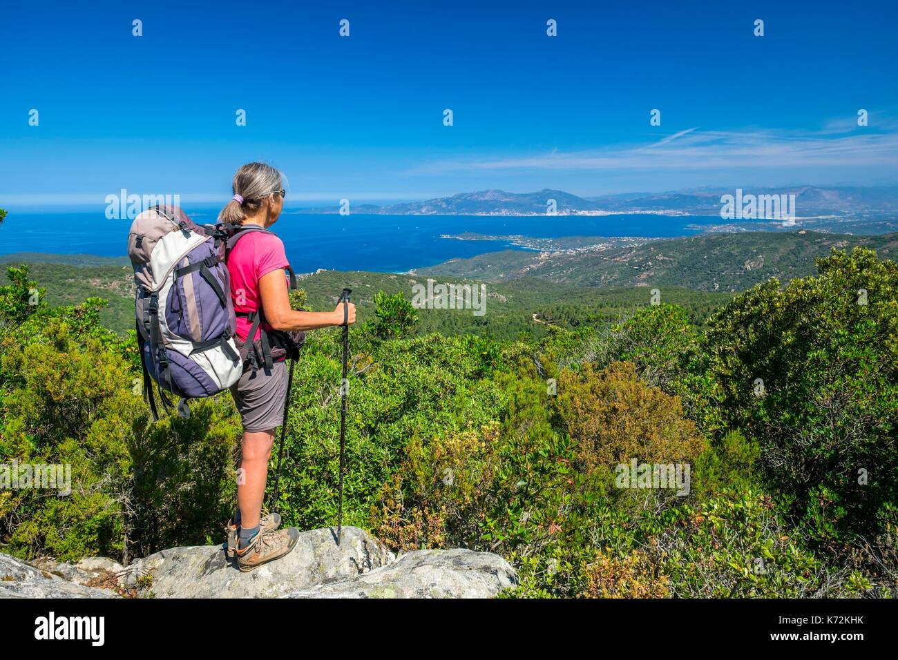 Frankreich, Corse-du Sud (2A), Taravo region, Mare e Monti Sud Wanderweg, zwischen Ajaccio und Bisinao, der Golf von Ajaccio Stockfoto