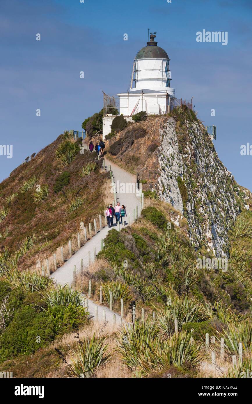 Neuseeland, Südinsel, Southland, The Catlins, Nugget Point, Nuggett Point LIghthouse, erhöht, Ansicht Stockfoto