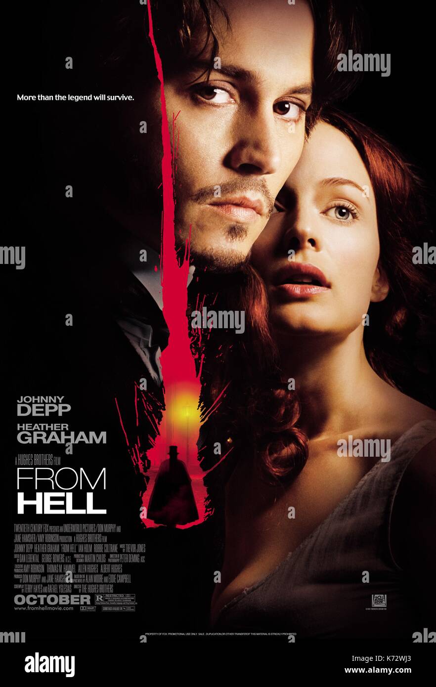 Aus der Hölle Jahr: USA/Großbritannien 2001 Regie: Albert Hughes, Allen Hughes Johnny Depp, Heather Graham Filmplakat (USA) Foto: Jürgen Vollmer. Es ist verboten, das Foto aus dem Kontext der Förderung der Film zu reproduzieren. Es muss den Film Company und/oder der Fotograf durch/über die durch den Film Unternehmen erlaubt autorisierten oder zugewiesenen gutgeschrieben. Zur redaktionellen Verwendung eingeschränkt. Foto 12 wird keine Werbung Rechte der Personen vertreten. Stockfoto