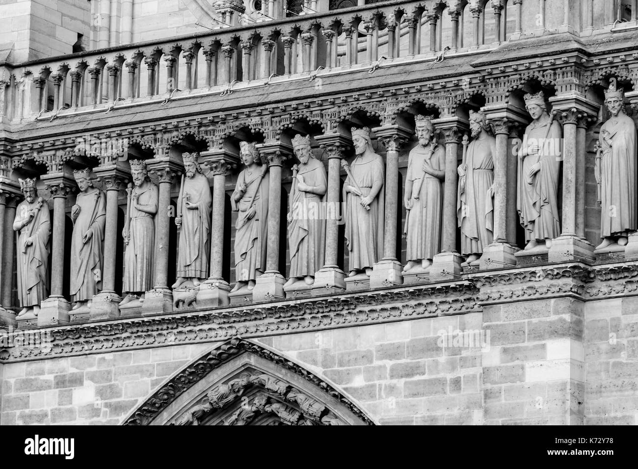 Nahaufnahme der Kirche Notre Dame in Paris Stockfoto