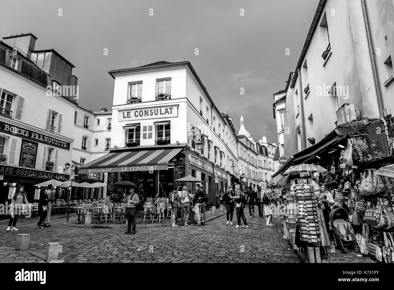 Impressionen von Montmartre in Paris. Stockfoto