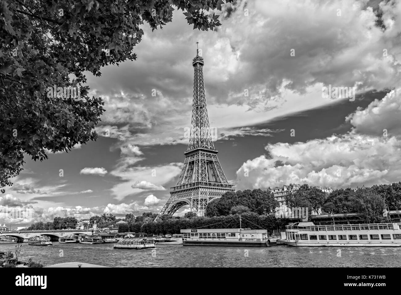 Der Eiffelturm und der Seine Stockfoto