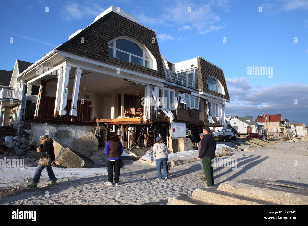 Beachfront Häuser liegen in im Gefolge von Hurrikan Sandy in der rockaways, New York City, New York, am 4. November 2012 ruinieren. Stockfoto