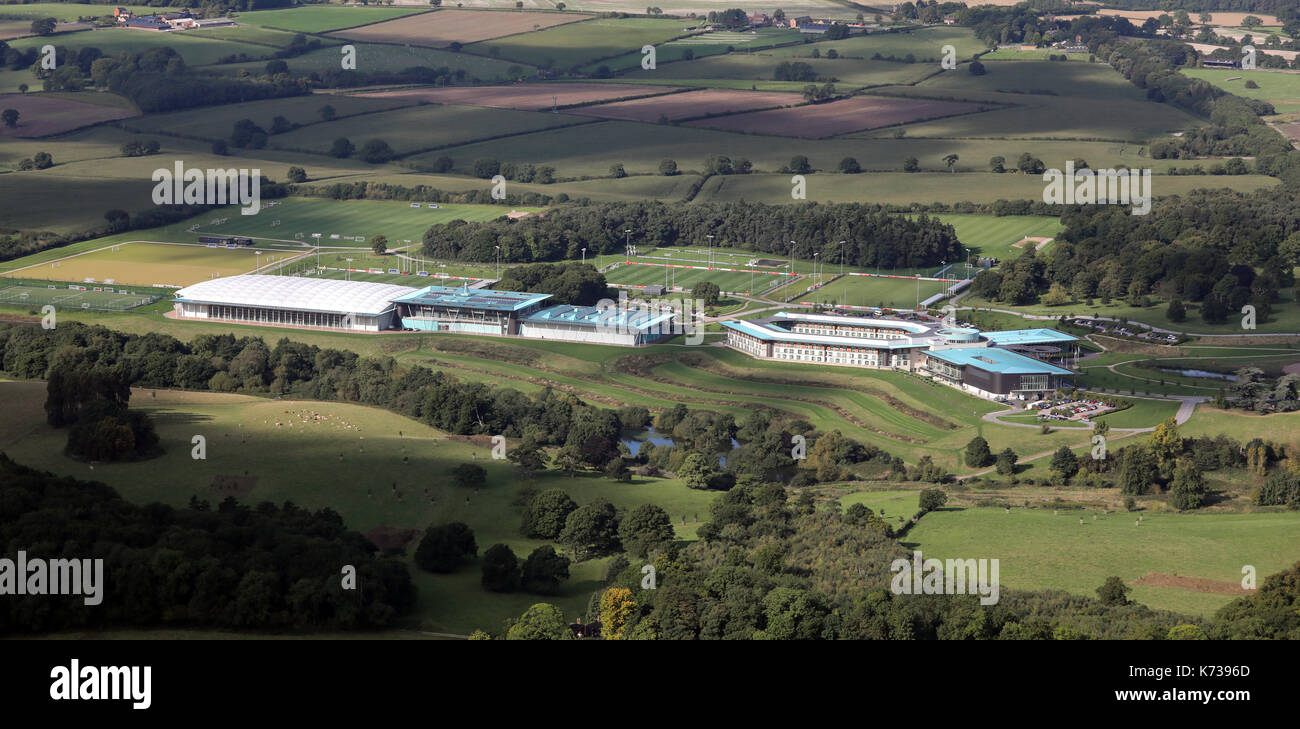 Luftaufnahme von St. George's Park, Fußball Training Center, Burton upon Trent, Derbyshire, Großbritannien Stockfoto
