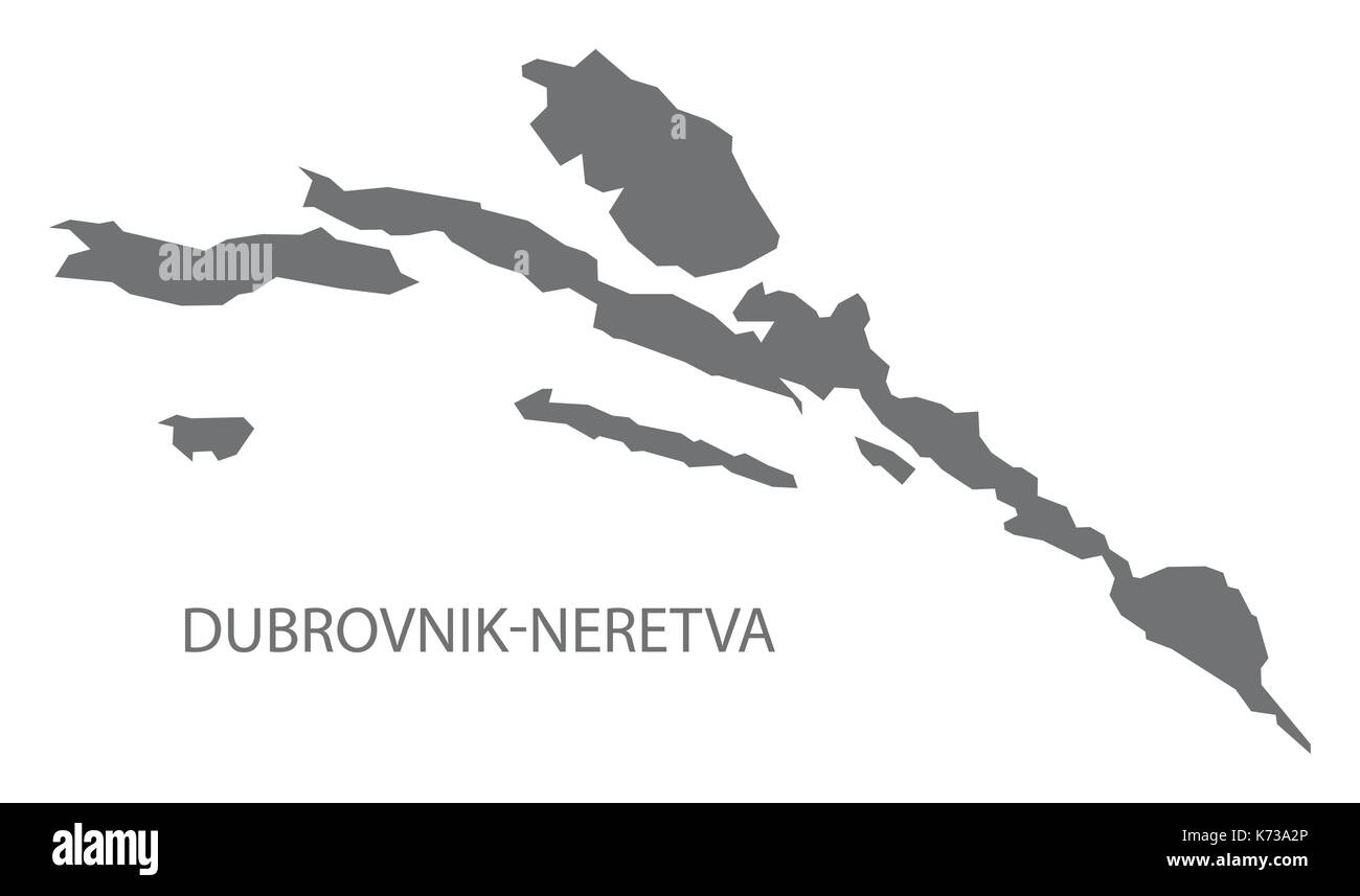 Kroatien Dubrovnik-Neretva county Karte grau Abbildung silhouette Form Stock Vektor