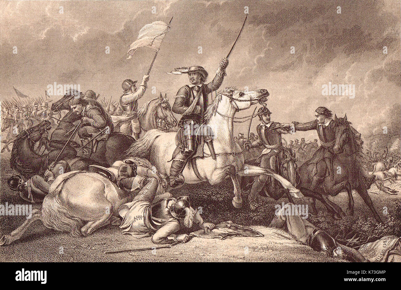 Verwundet Cromwell in der Schlacht von Marston Moor, 1644 Stockfoto