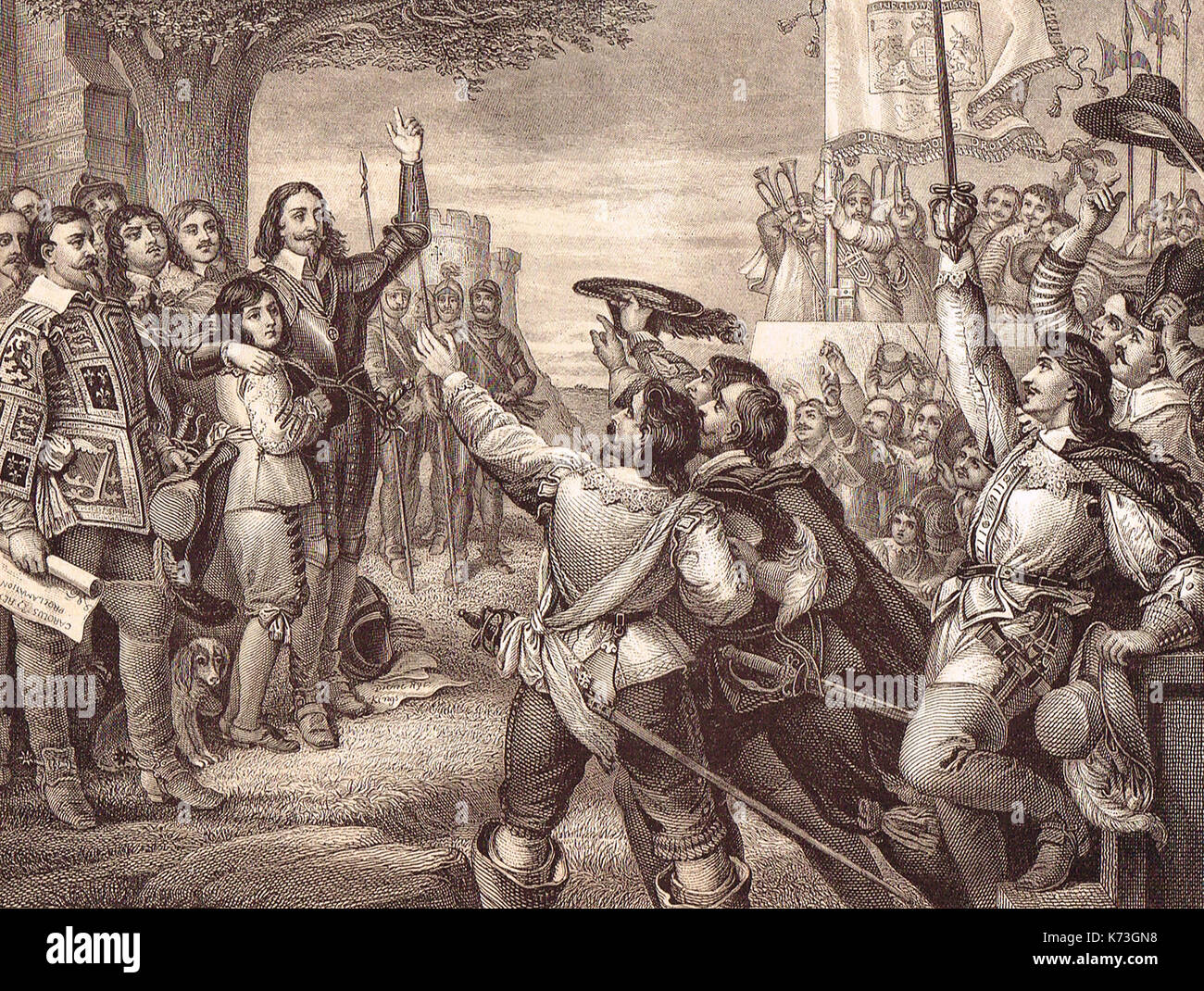 Start der Englischen Bürgerkrieg in Nottingham, 1642 Stockfoto