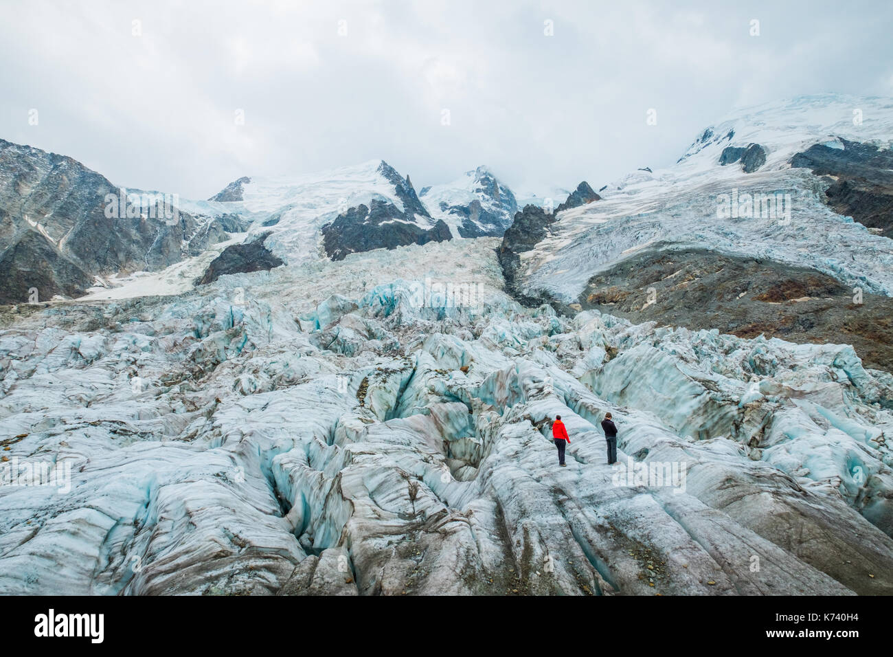 Mont Blanc Glacier des Bossons ans de Tacconaz von La Jonction, Chamonix Mont Blanc, Frankreich Stockfoto