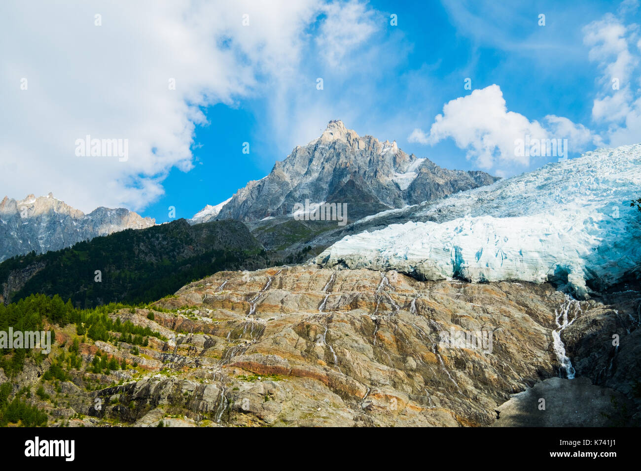 Ansicht des Glacier des Bossons, Chamonix Mont Blanc, Frankreich Stockfoto