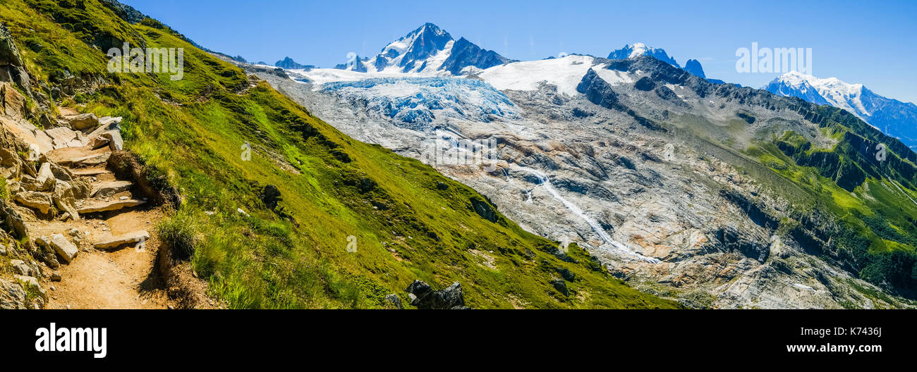 Gletscher von Le Tour und Chardonnait, Chamonix Mont Blanc, Frankreich Stockfoto