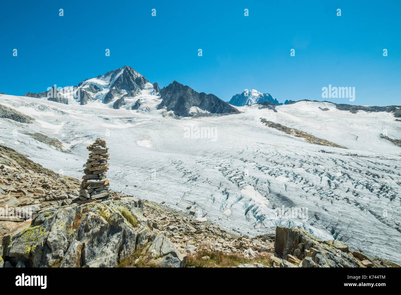 Gletscher von Le Tour und Chardonnait vom refuge Albert Premier, Chamonix Mont Blanc, Frankreich Stockfoto