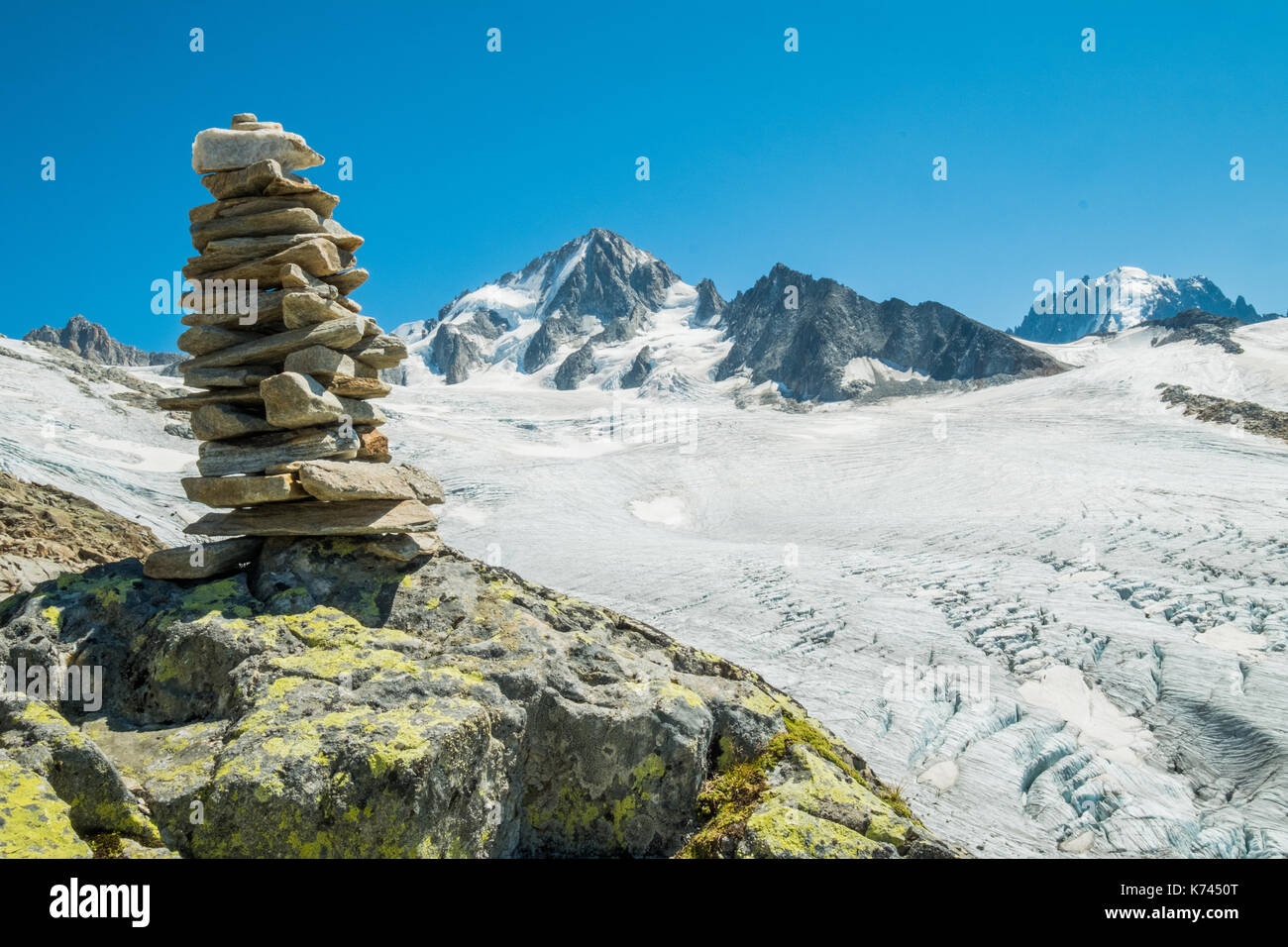 Gletscher von Le Tour und Chardonnait vom refuge Albert Premier, Chamonix Mont Blanc, Frankreich Stockfoto