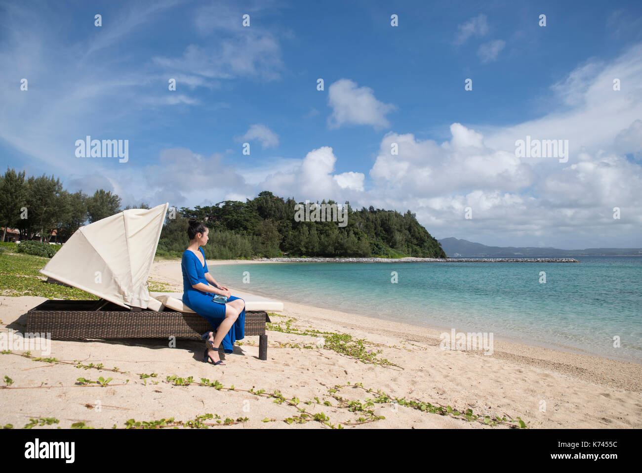 Die Terrasse Verein bei Busena, Nago, Okinawa, Japan - Model Released Stockfoto