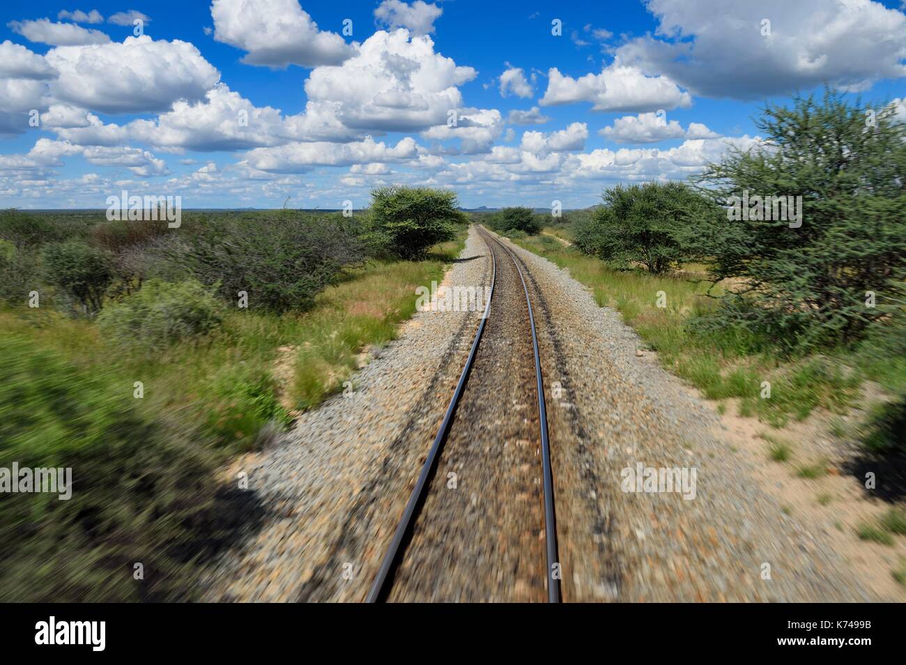 Namibia, Otjozondjupa Region, Eisenbahnlinie von der Shongololo Express verwendet Stockfoto