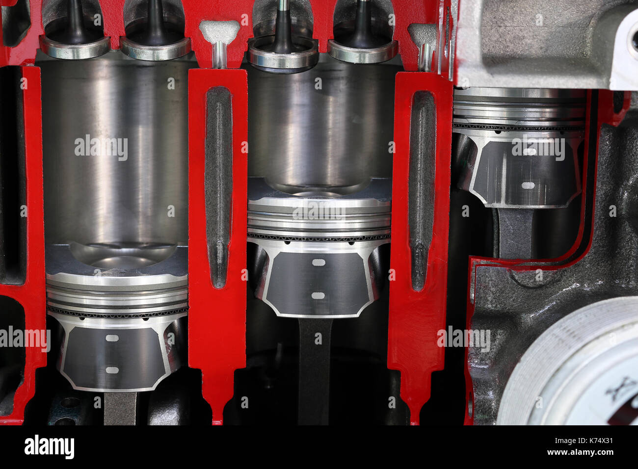 Auto Motor Kolben und Ventile detail Stockfotografie - Alamy