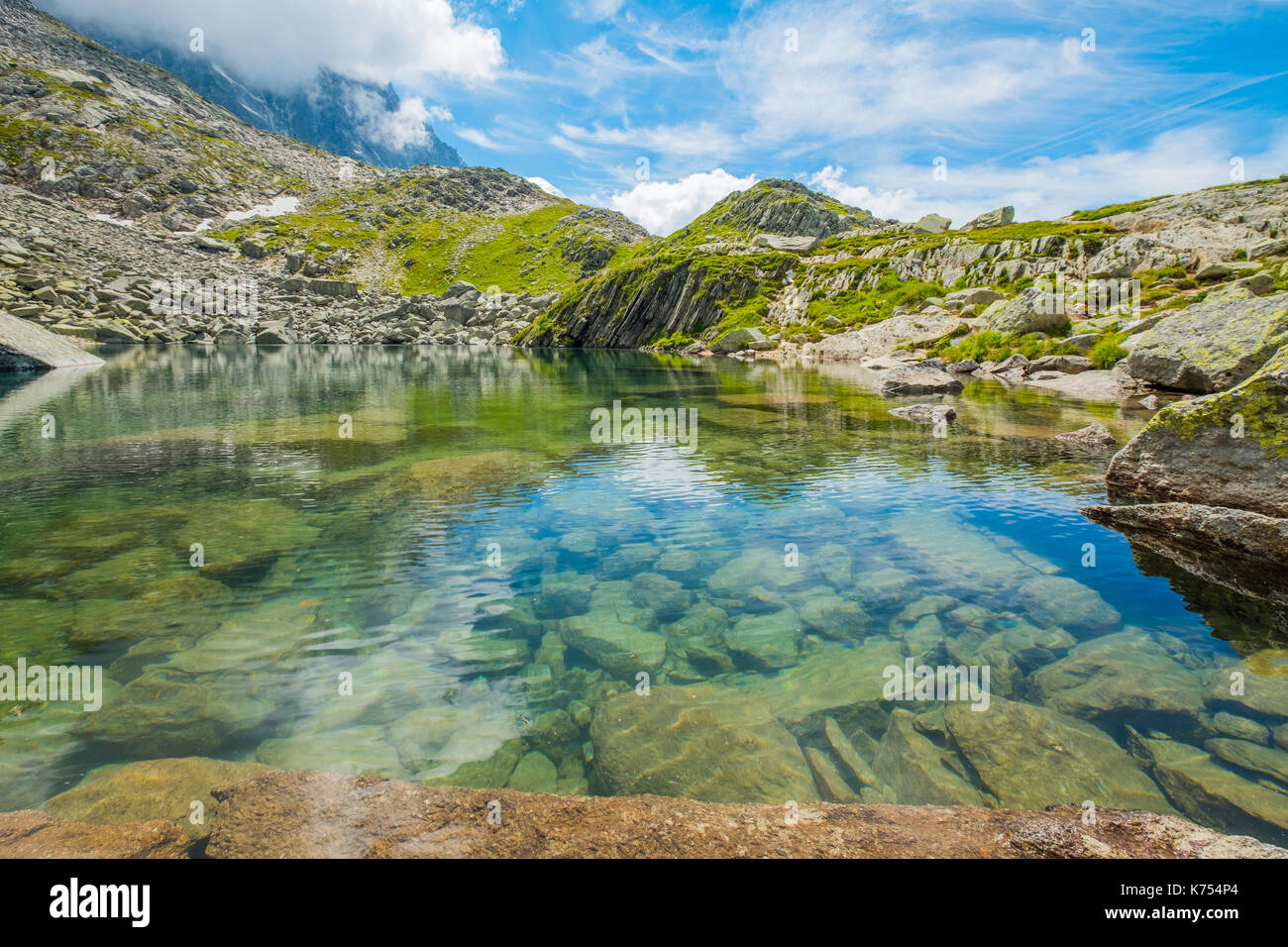 Lac Bleu auf Plan de L'Aiguille, Chamonix Mont Blanc, Frankreich Stockfoto