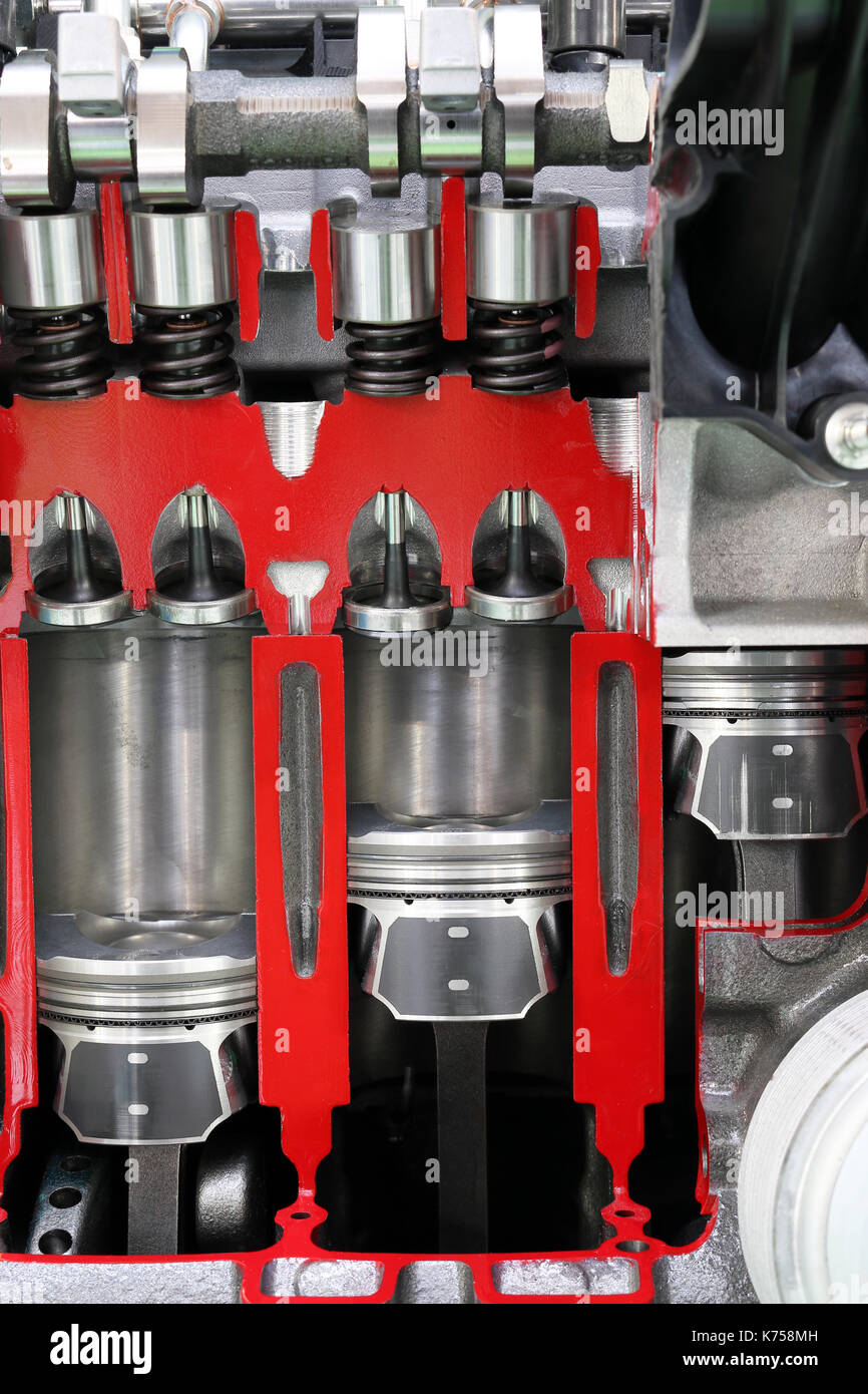 Kolben und Ventile auto motor Detail Stockfoto