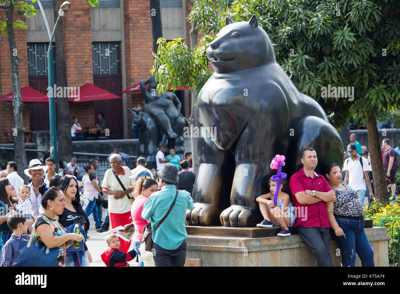 Gato Skulptur, Botero Plaza, Medellin, Kolumbien Stockfoto