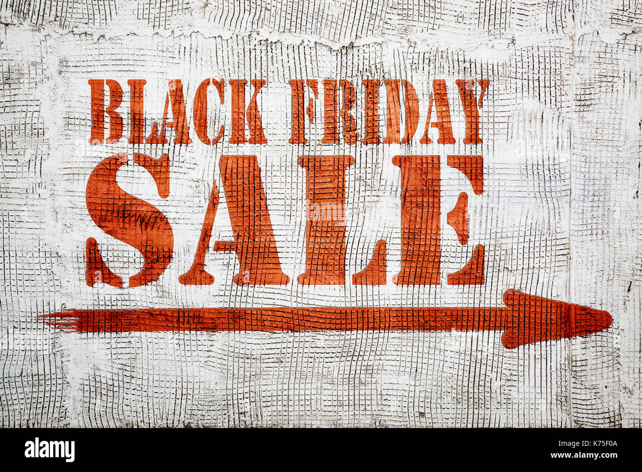 Schwarzer Freitag Verkauf - Graffiti auf Putz an der Wand Stockfoto