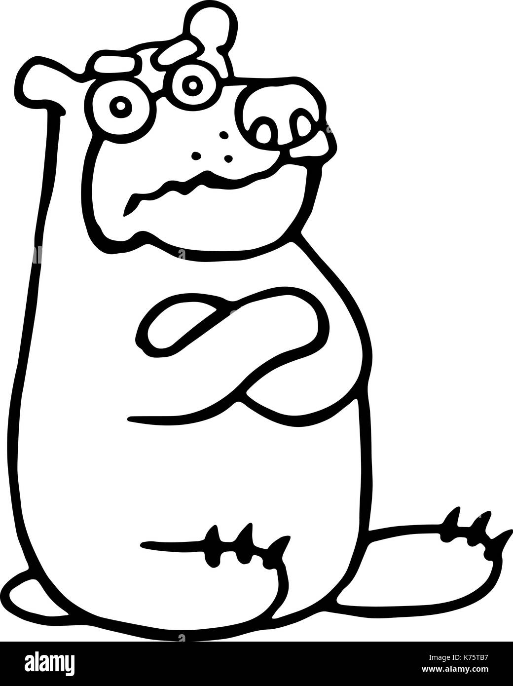 Cute grumpy cartoon Bär sitzend mit cross-fronted Pfoten. Vector Illustration. lustige Tier Charakter. Stock Vektor