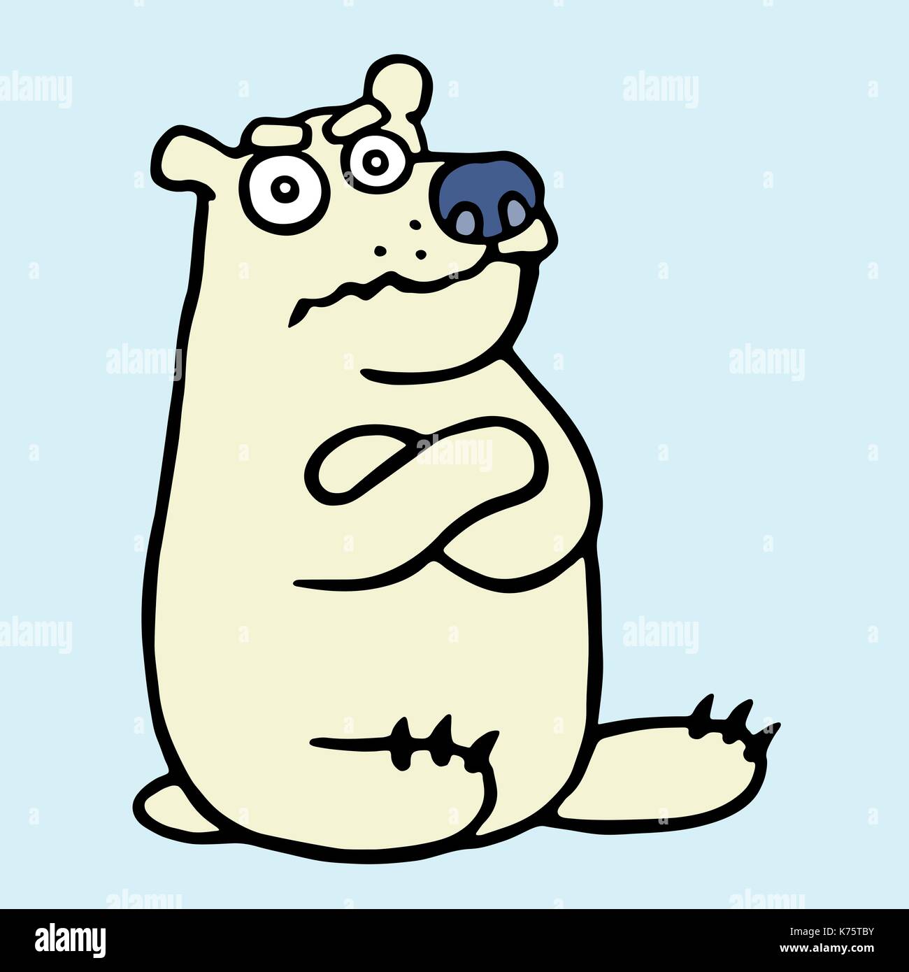 Cartoon mürrischen Eisbären. Vector Illustration. cute Wild animal Charakter. Stock Vektor
