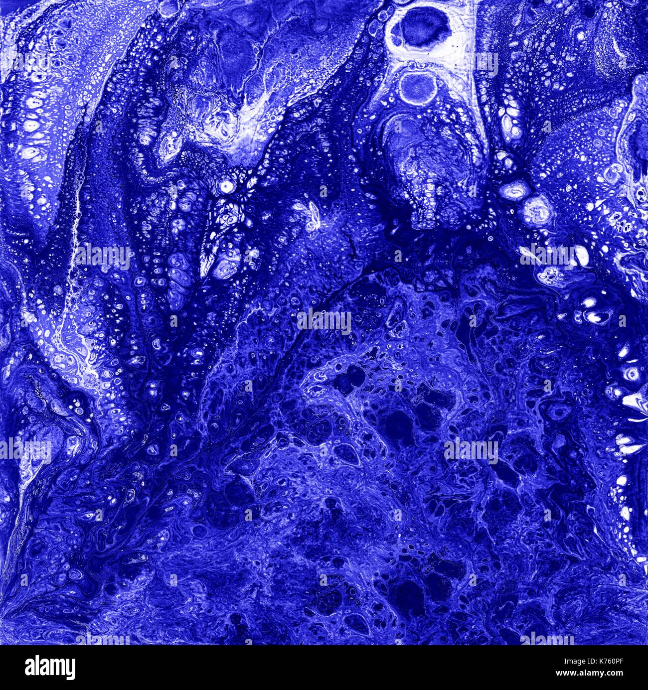 Liguid Aquarell und Tusche abstrakte farbige Malerei. Nasse keuchte Illustration, abstrakten Hintergrund blaue Farbe und Tapeten. Stockfoto