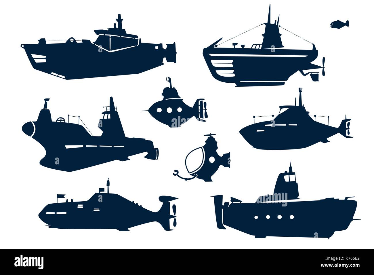 Silhouetten von u-Booten Stock Vektor